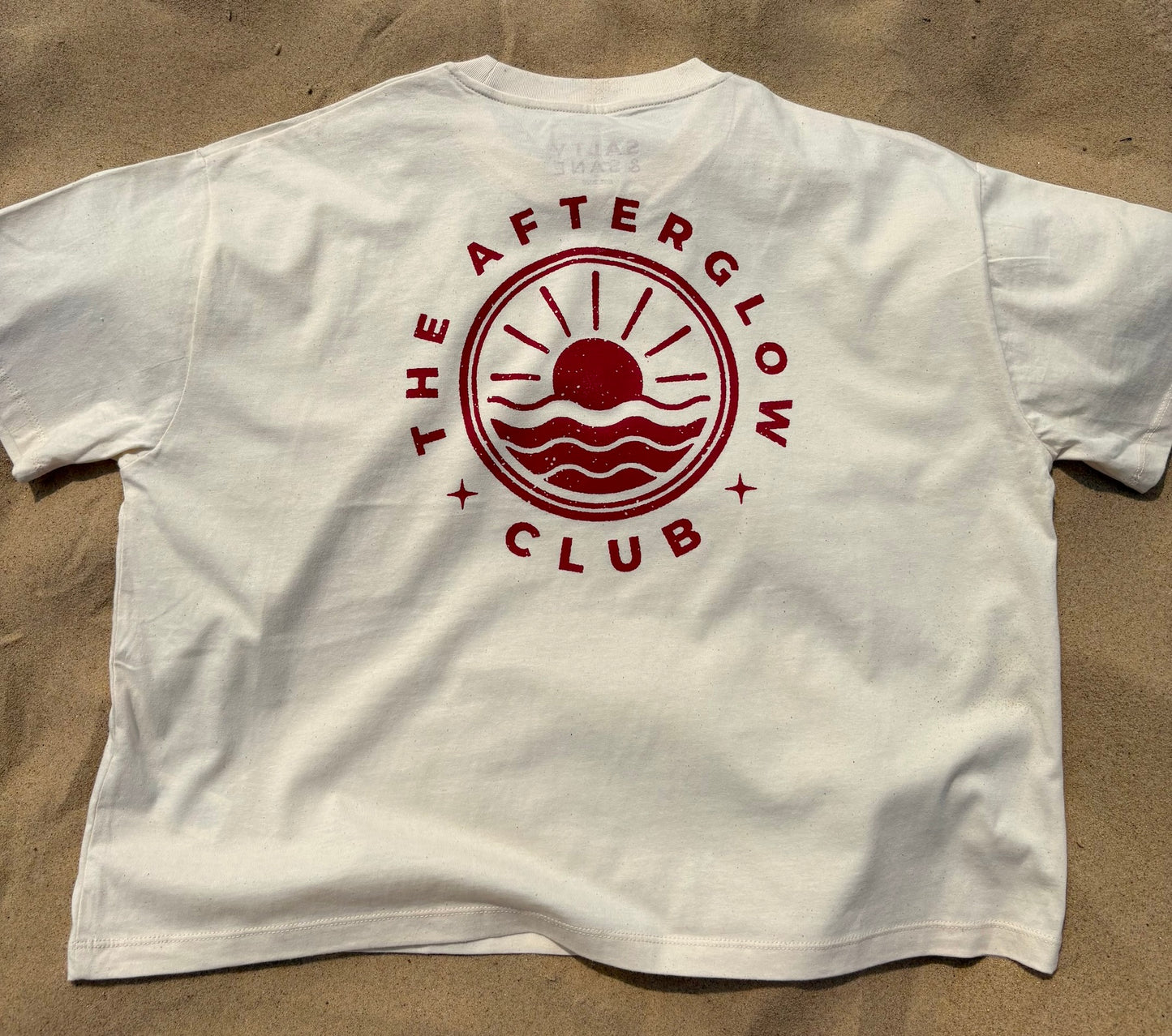 Cropped Oversized Afterglow Club T-shirt back print by Salty & Sane