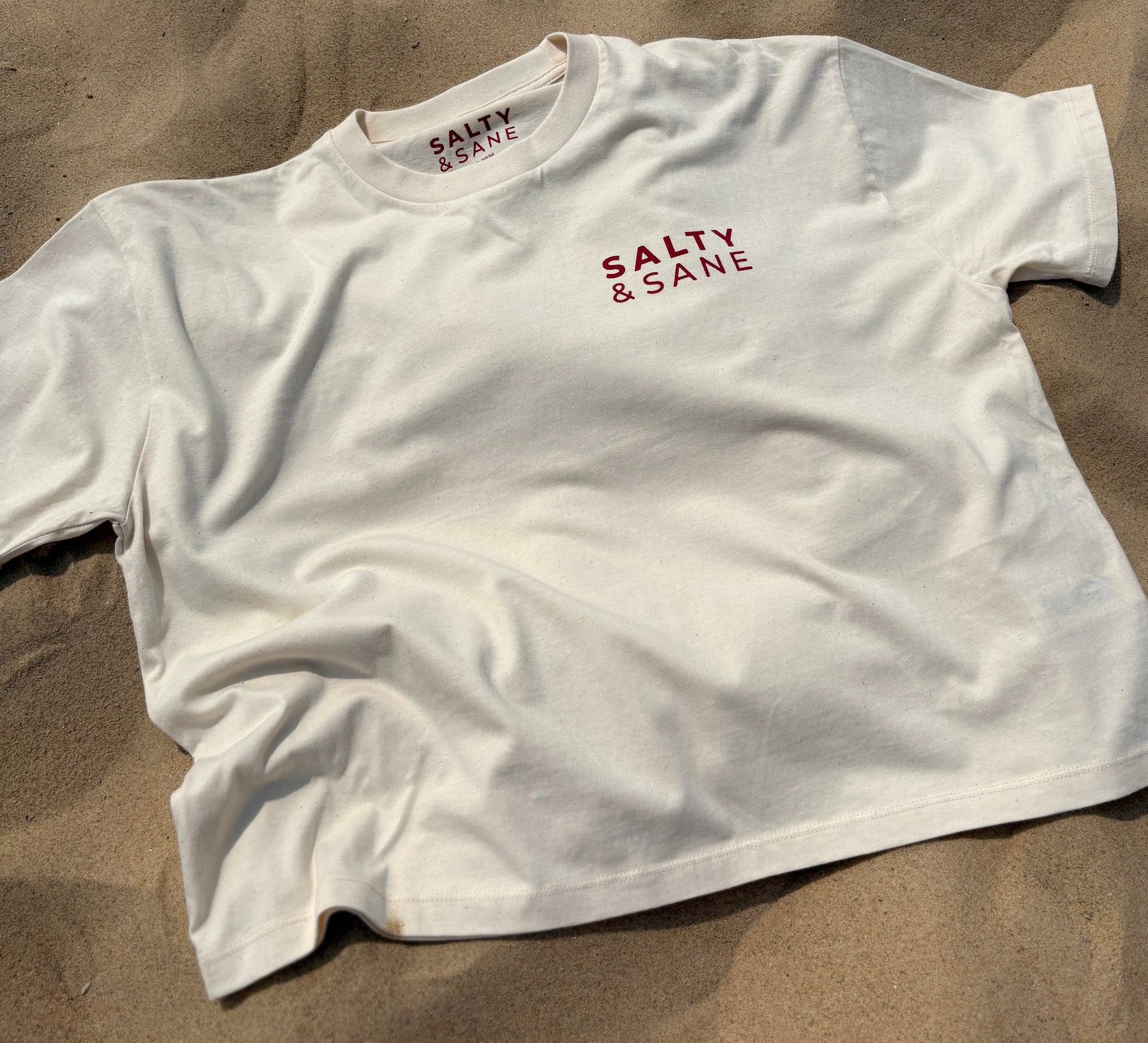 Cropped Oversized Afterglow Club T-shirt front view by Salty & Sane